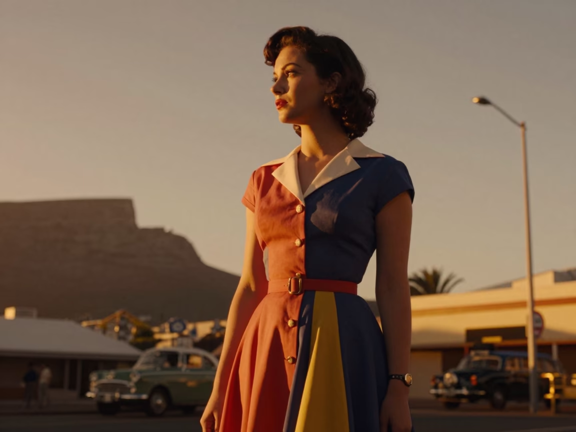 1950s Cape Town High Fashion Street Style Evening Portrait with Vintage Accessories in in Cape Town, South Africa