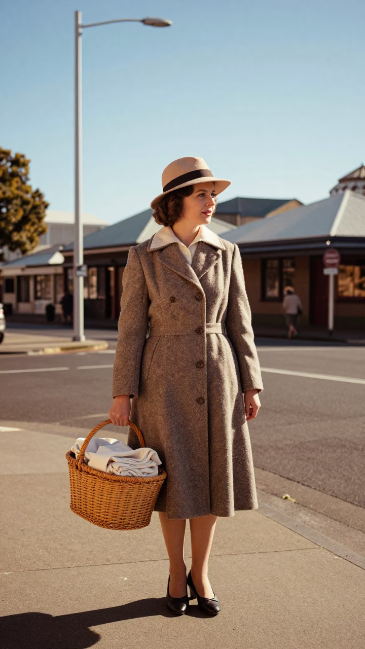1950s Hobart Tasmania Street Fashion Late Afternoon Light Vintage Clothing in in Hobart, Tasmania, Australia