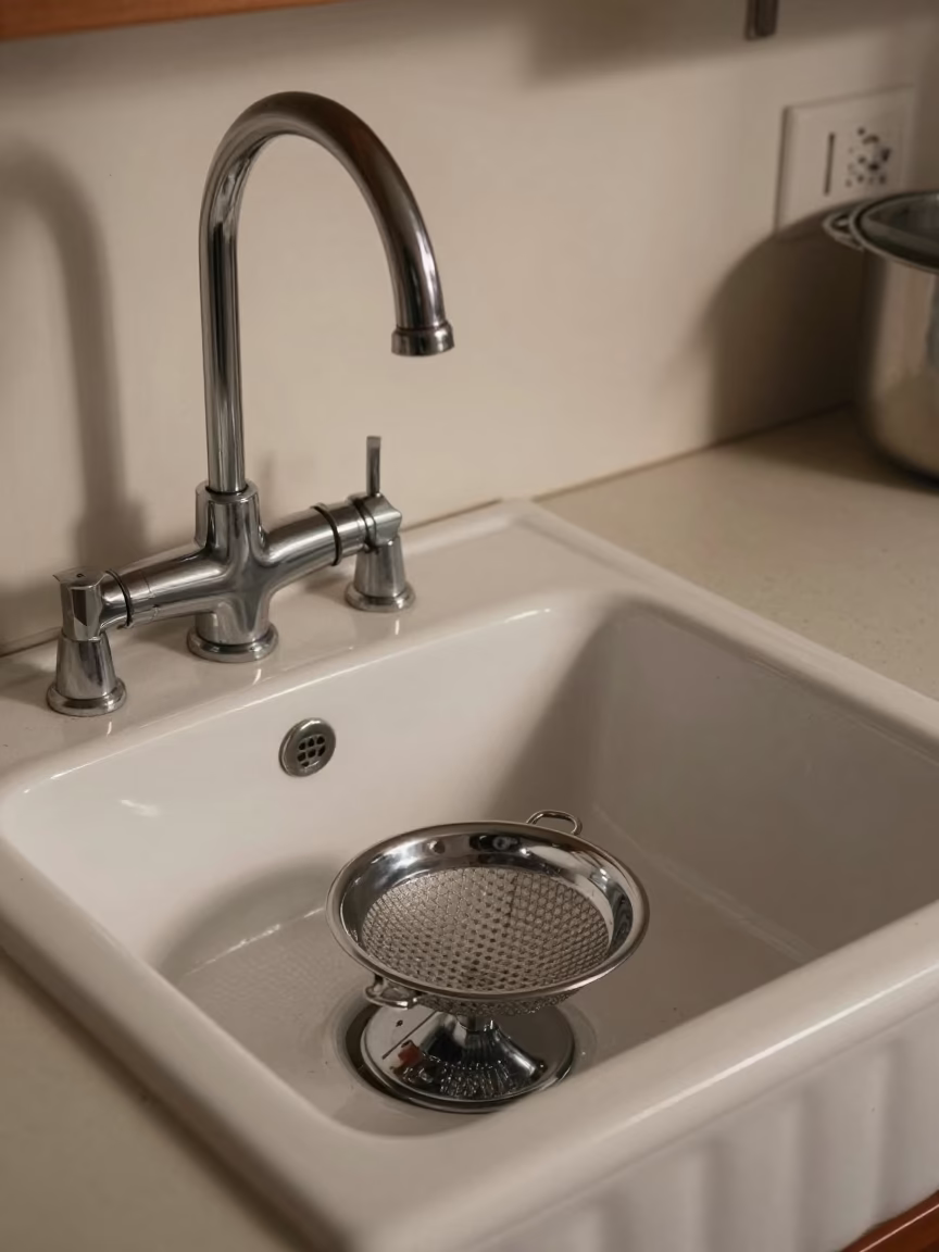 1950s Los Angeles Kitchen Scene with Vintage Sink Strainer and Pepper Mill in in Los Angeles, California, United States