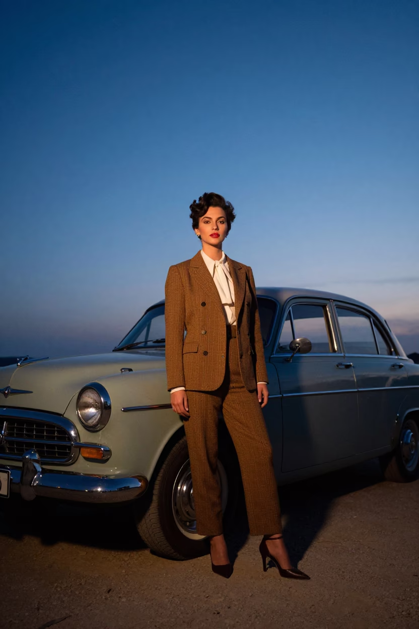 1950s Portrait in Tunis at Blue Hour in in Tunis, Tunisia