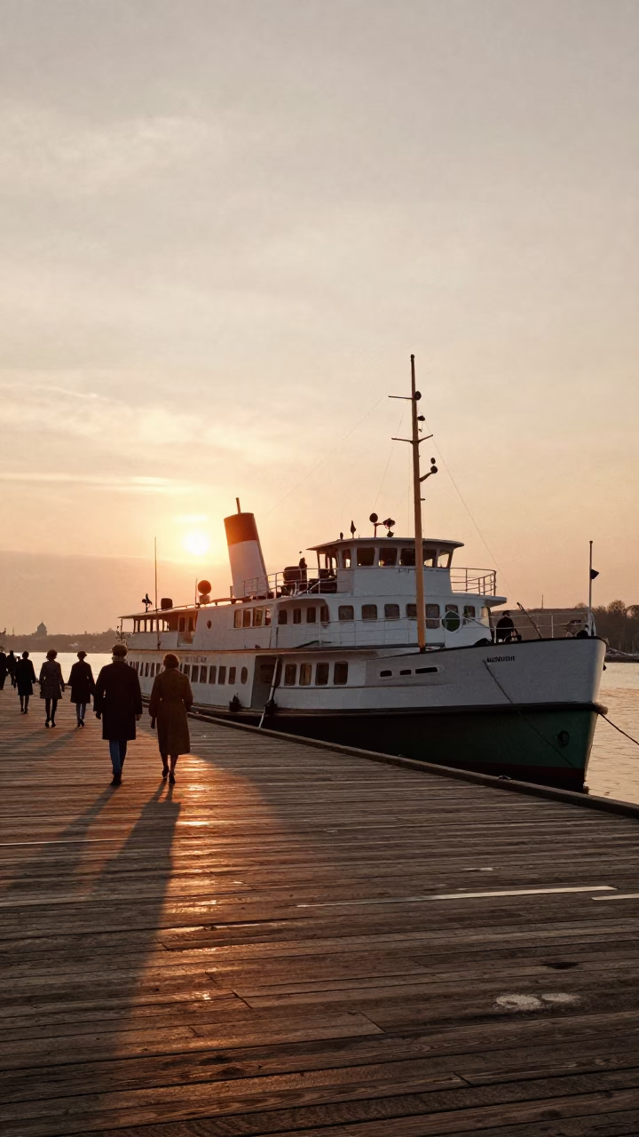 1950s Style at As The Sun Drops Toward The Horizon in Berlin in in Berlin, Germany