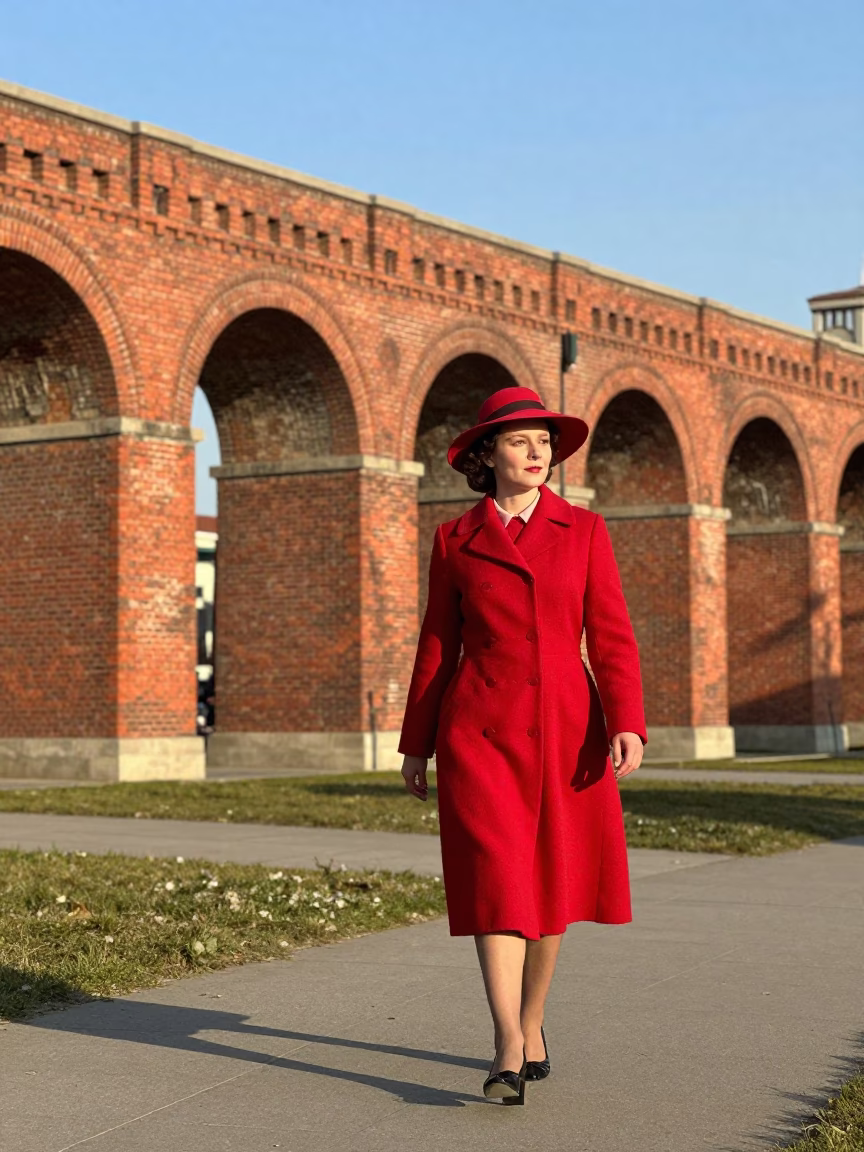 1950s Woman at Clear Late-afternoon Light in Budapest in in Budapest, Hungary