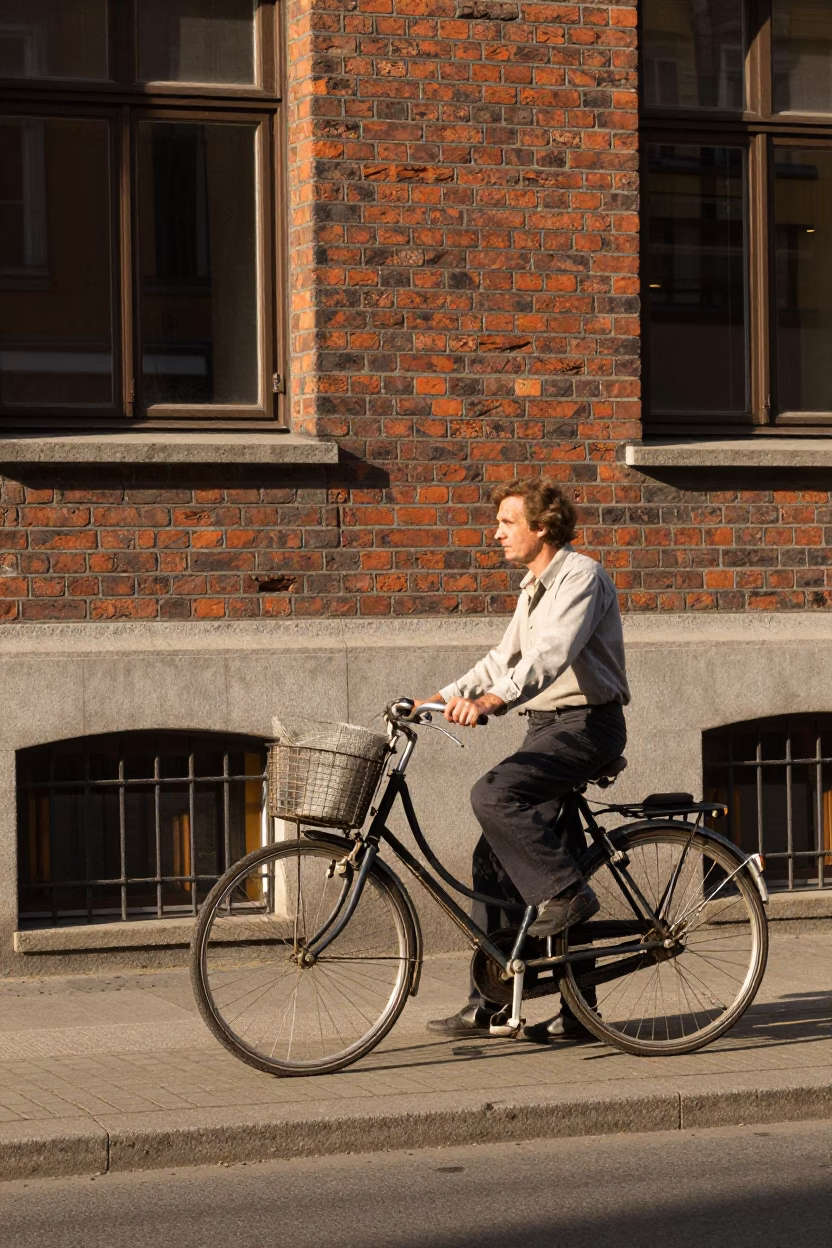 1970s Berlin Street Scene with Bicycle Basket and Urban Details in Late Afternoon Light in in Berlin, Germany