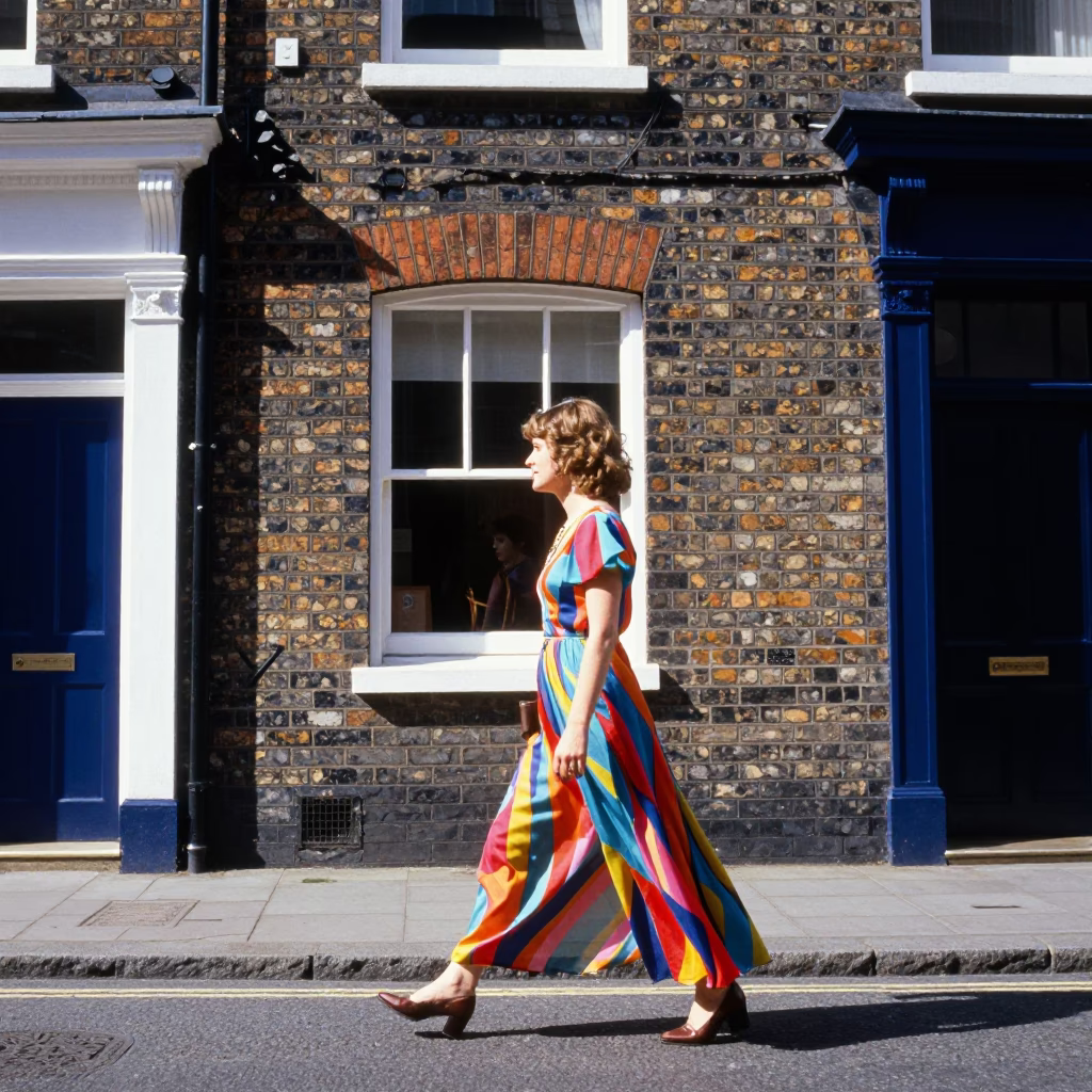 1970s Bristol Street Scene with Colorful Fashion and Vintage Details in in Bristol, United Kingdom