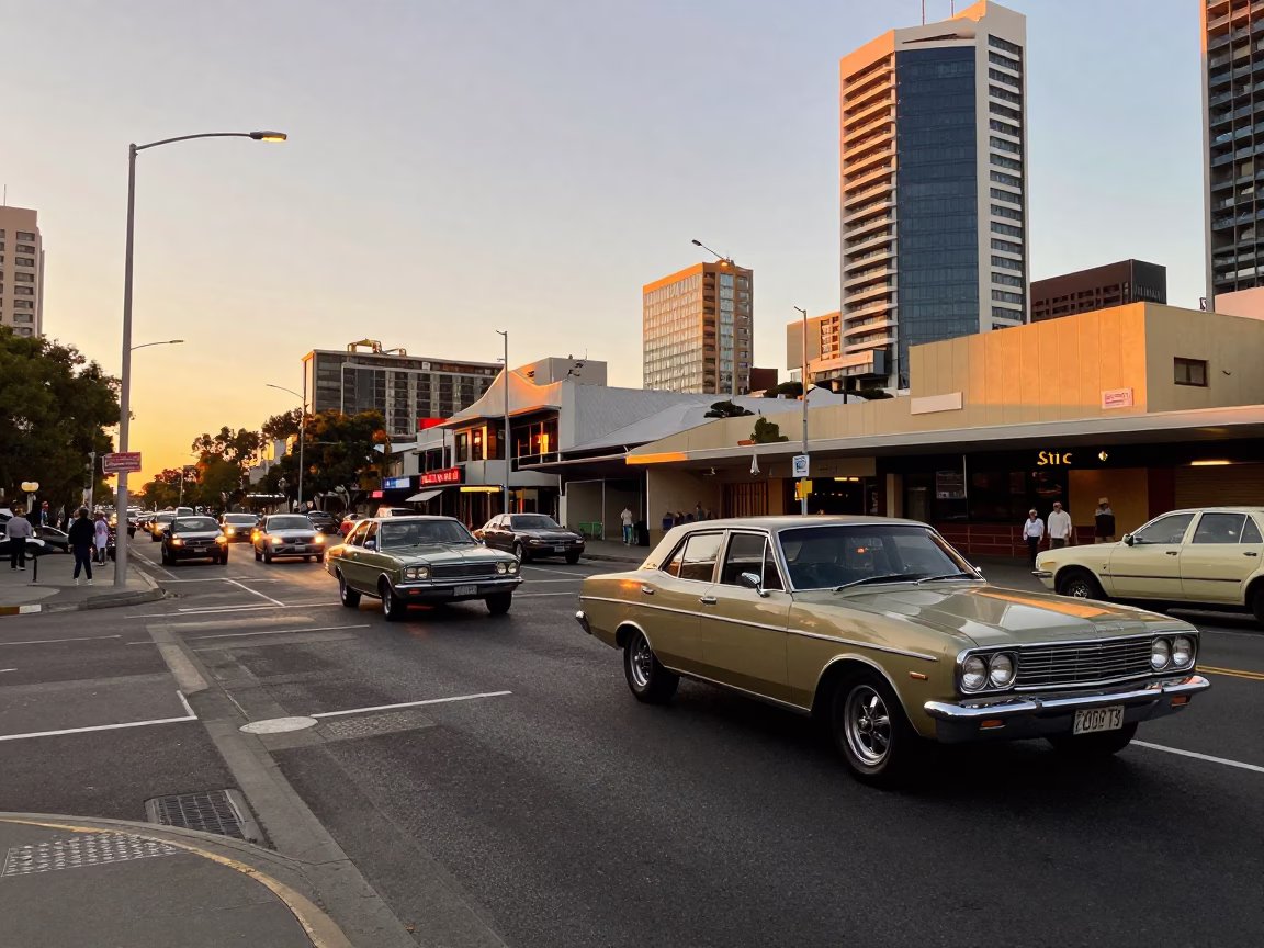 1970s Era at Golden Hour in Perth in in Perth, Western Australia, Australia