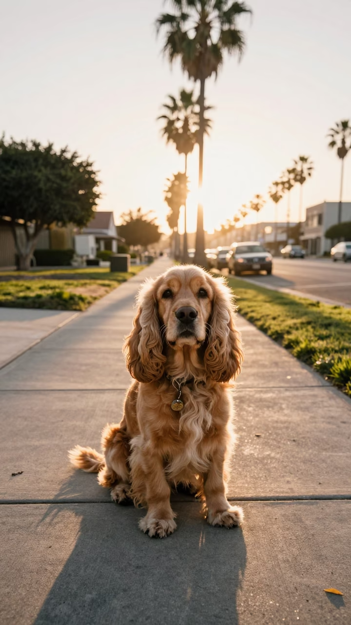 1970s Los Angeles First Light Cocker Spaniel and Vintage Pet Supplies in in Los Angeles, California, United States