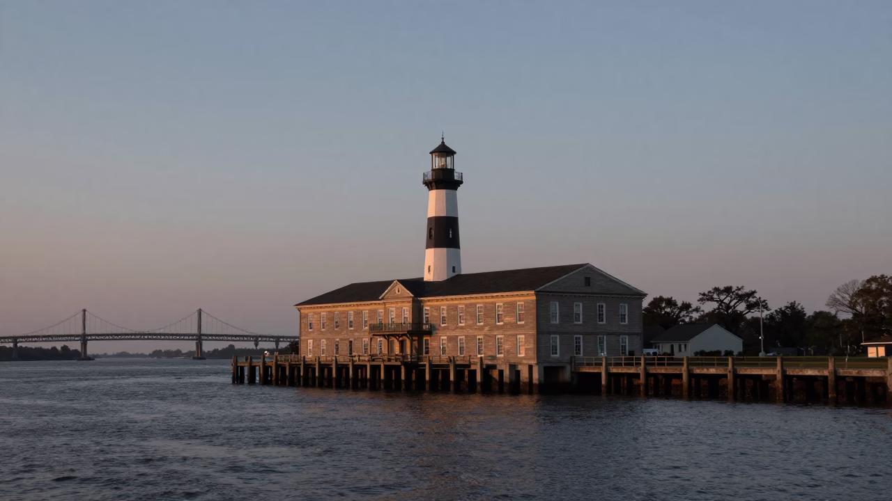 1970s Photograph in New Orleans at Nautical Dawn Light in in New Orleans, Louisiana, United States
