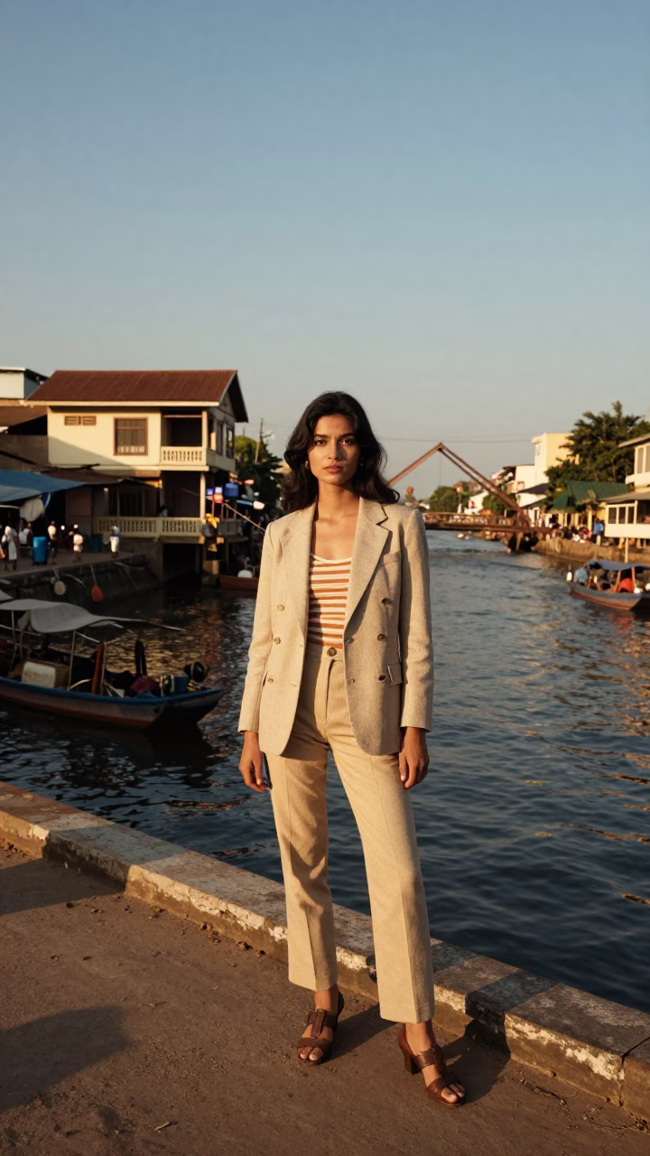 1970s Portrait in Phnom Penh at Clear Late-afternoon Light in in Phnom Penh, Cambodia