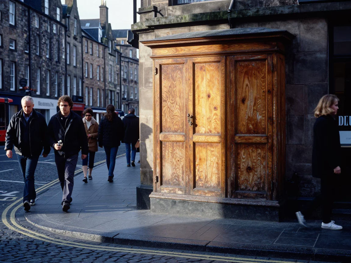 1980s Edinburgh Late Morning Street Scene with Condensation and Vintage Details in in Edinburgh, United Kingdom