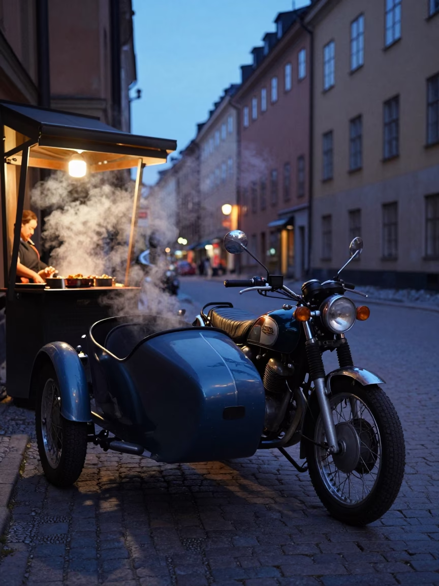 1980s Scene at Blue Hour in Stockholm in in Stockholm, Sweden