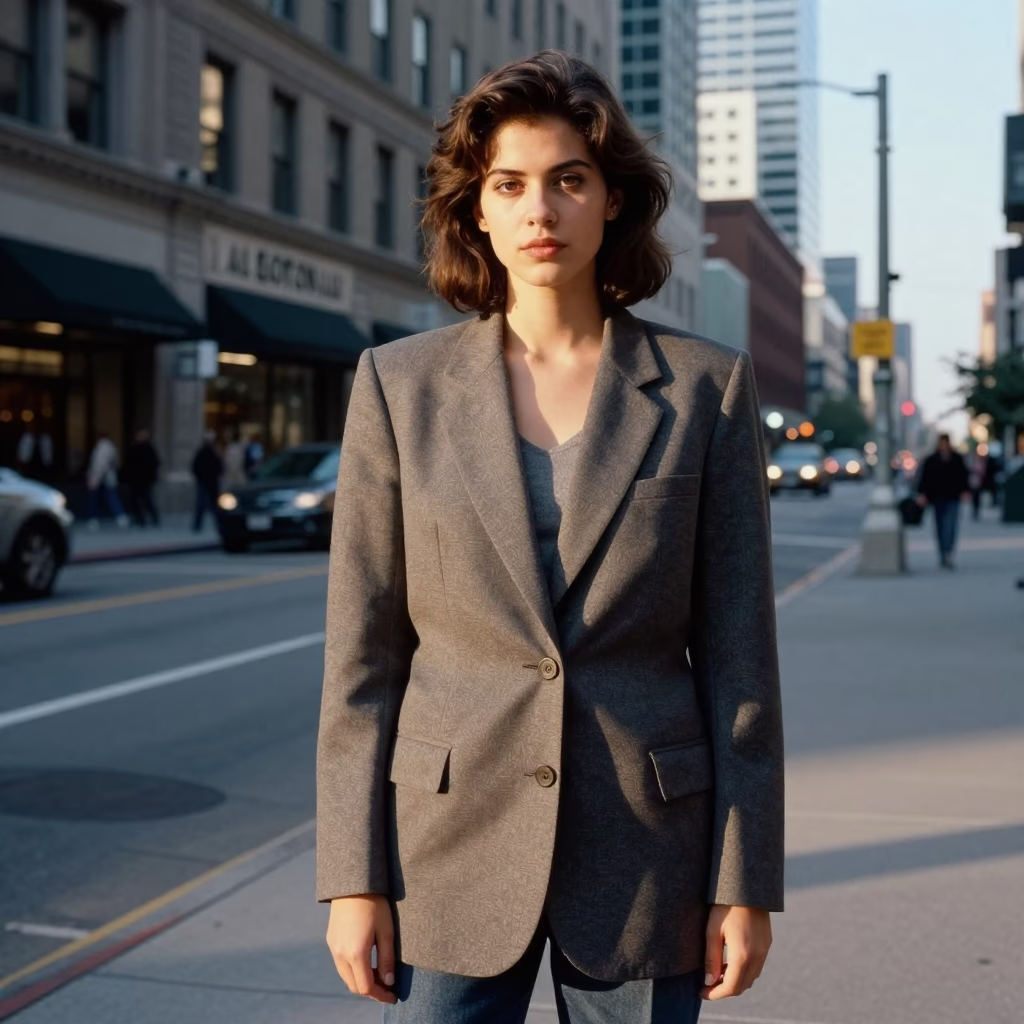1980s Toronto Street Fashion Late Afternoon Light Urban Portrait in in Toronto, Ontario, Canada