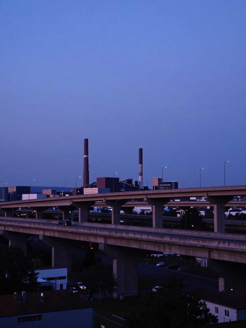 1990s Photography in Brussels at Indigo Twilight After Sunset in in Brussels, Belgium