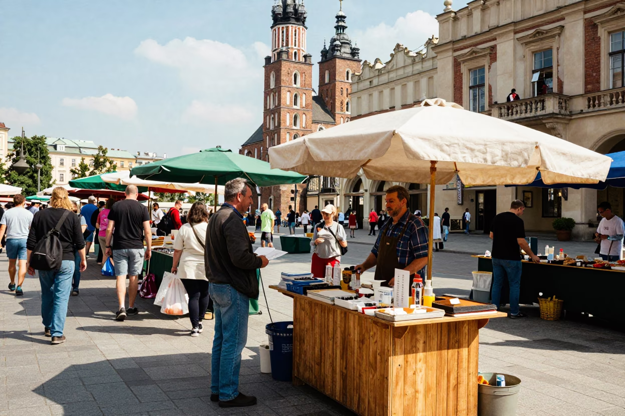 1990s Photography in Krakow at The Flat Glare Of Noon Light in in Krakow, Poland