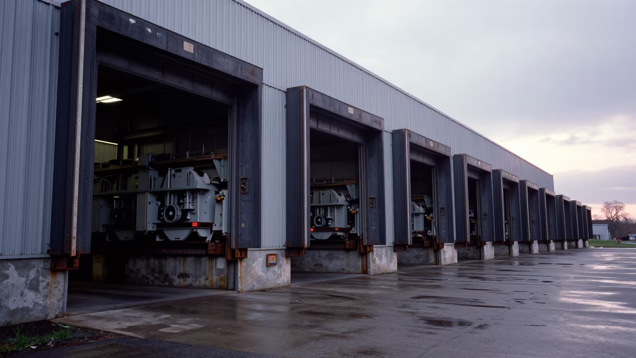 Abandoned Auto Plant Loading Dock at Dawn in at a loading dock near Victoria