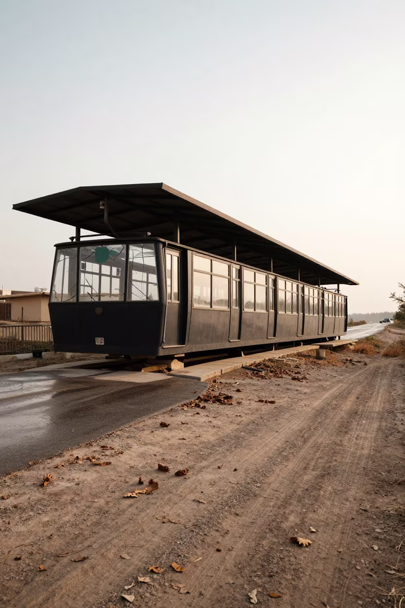 Abandoned Cable Car Station Duhok After Rain in along a switchback approach near Duhok