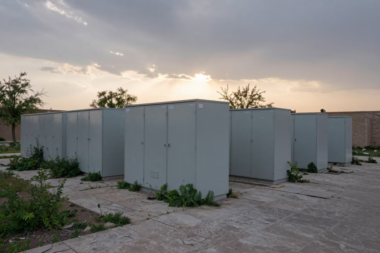 Abandoned Computer Room in Rooftop Hammam Sunset in inside a roofless hammam near Charsadda