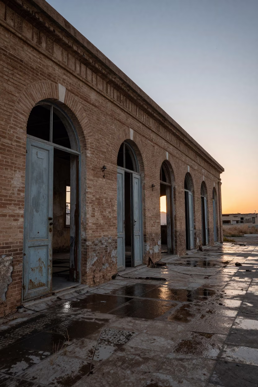 Abandoned Fire Station in Roofless Hammam in inside a roofless hammam near Sidi Bel Abbès