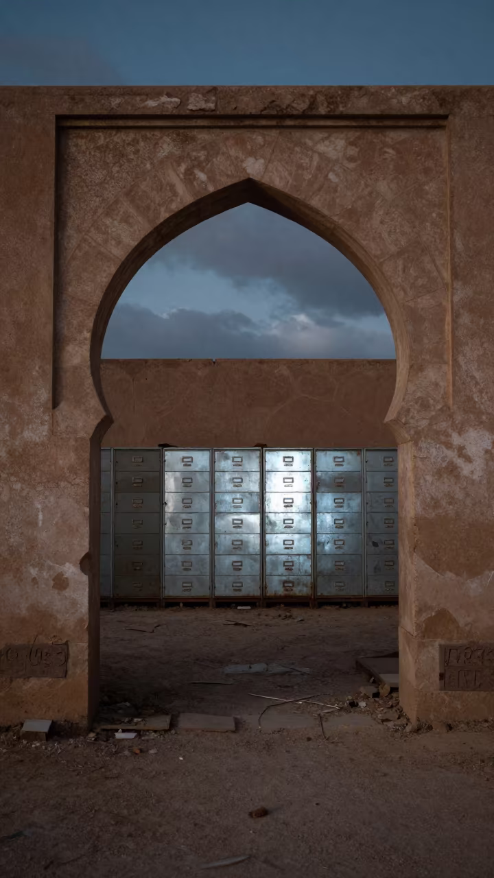 Abandoned Notebook Under Stone Arch Mauritania in beneath a broken stone arch in Mauritania