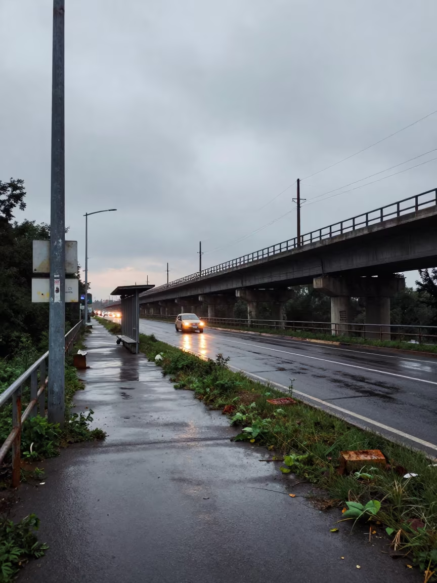 Abandoned Overpass Weeds at Tram Stop Chișinău in at a tram stop in Chișinău