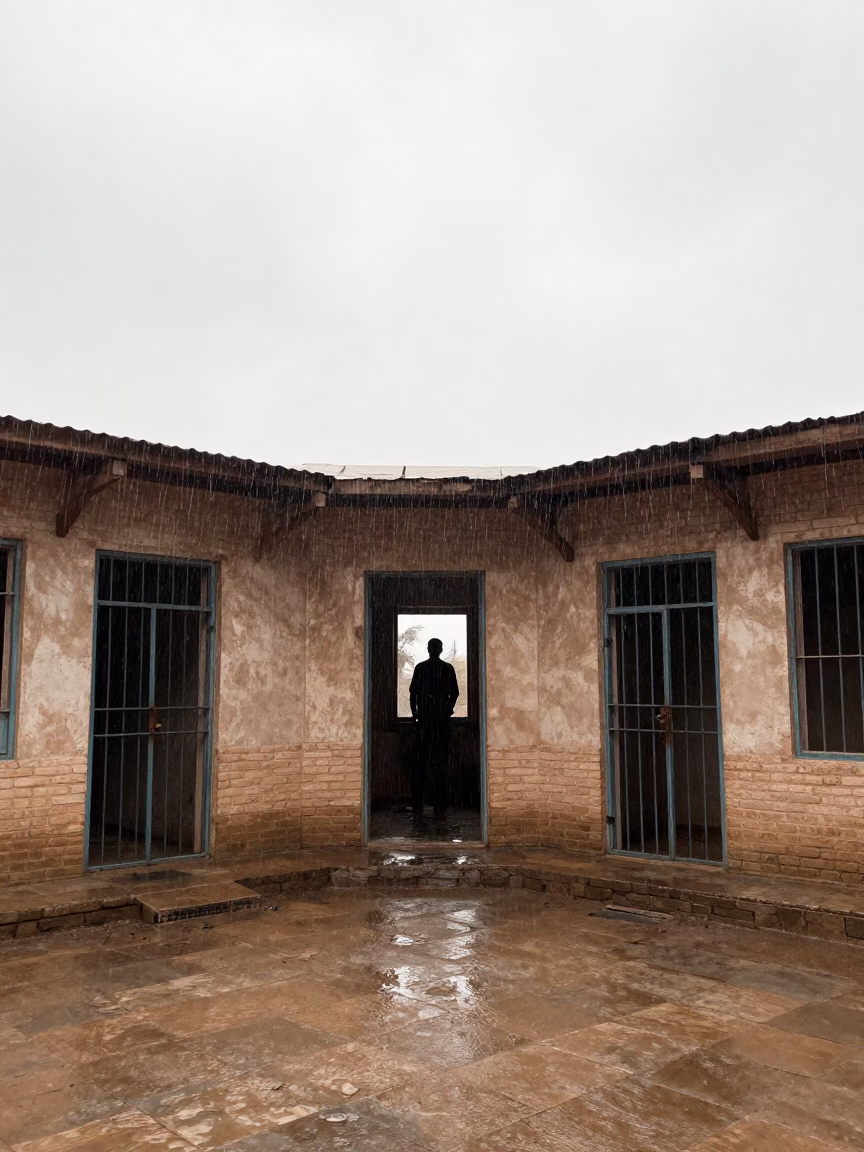 Abandoned Police Station in Roofless Afghan Hammam in inside a roofless hammam in Afghanistan