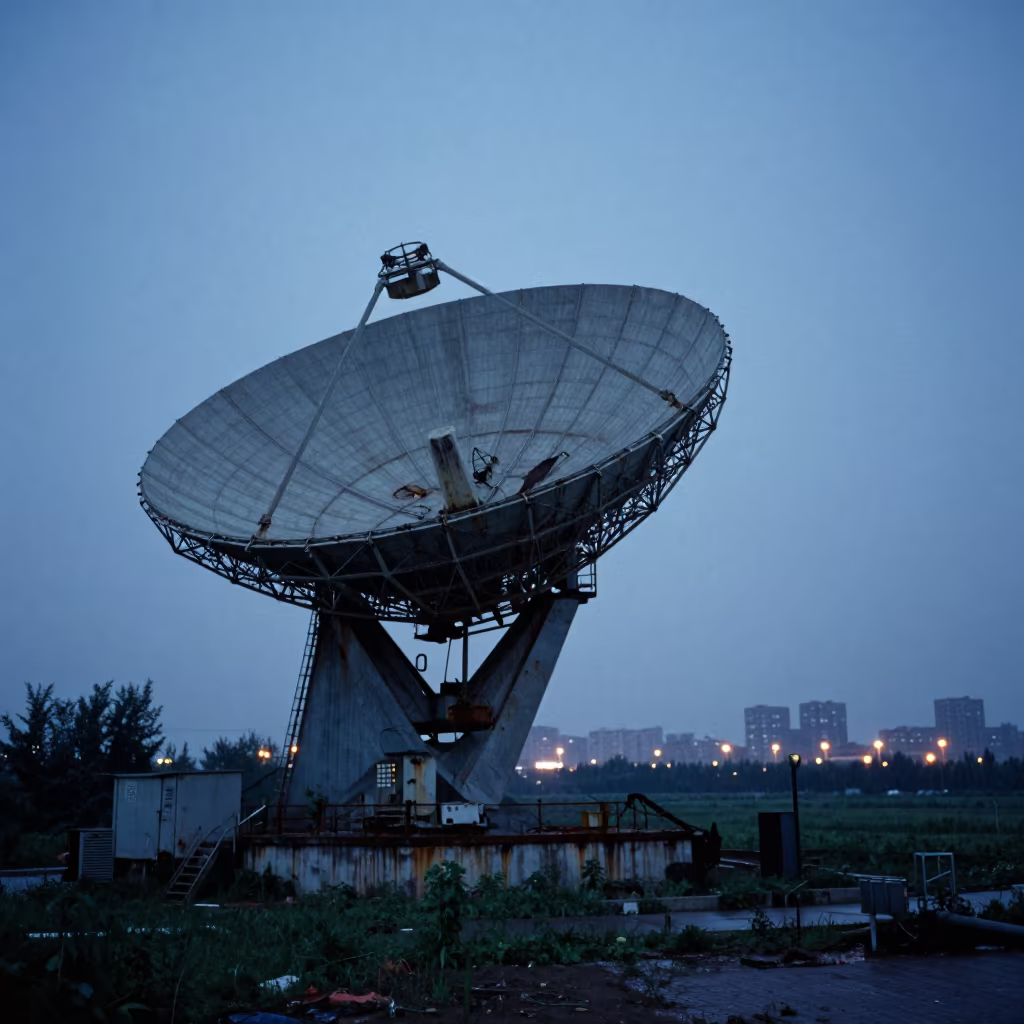 Abandoned Radar Station Near Tianjin at Twilight in near Tianjin
