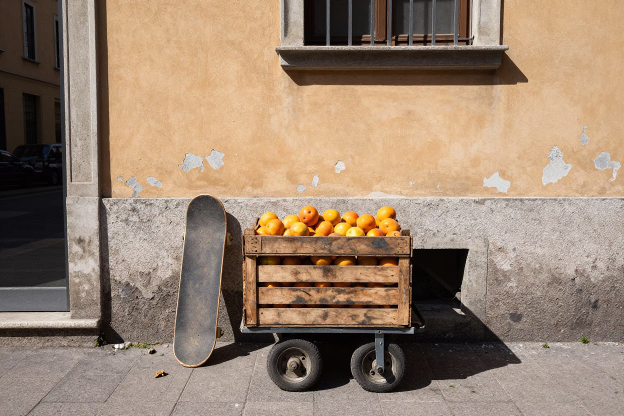 Abandoned Skateboard in Milan in in Milan, Italy