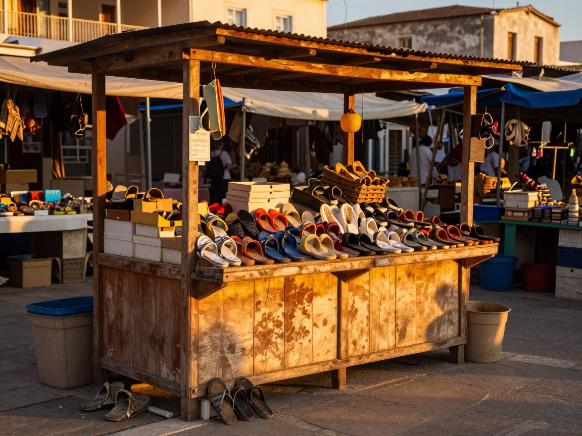 Abandoned Slippers in Athens in in Athens, Greece