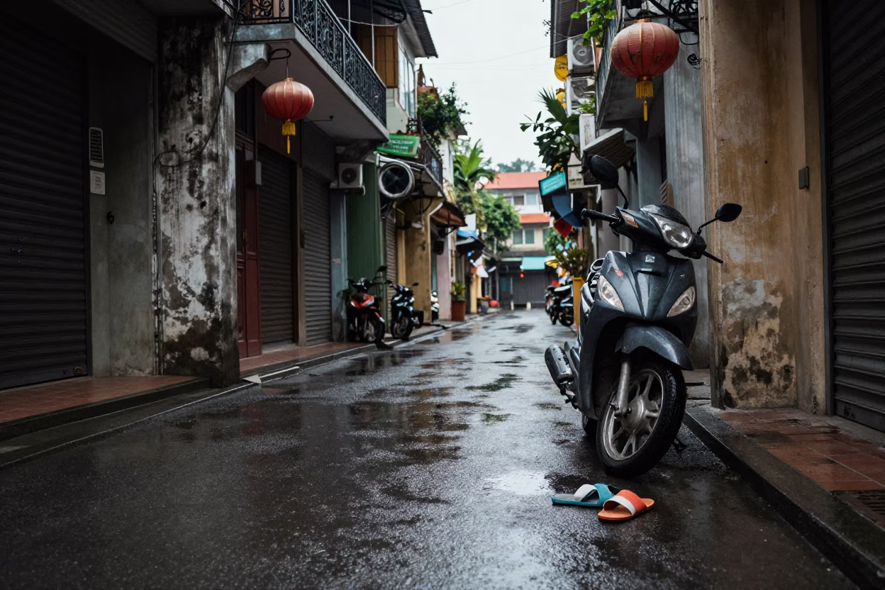 Abandoned Slippers in Hanoi in in Hanoi, Vietnam