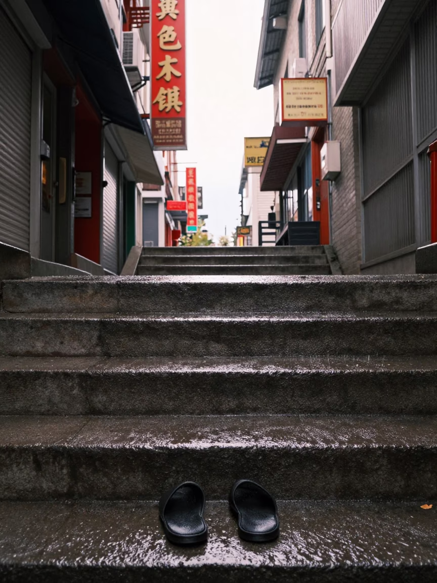 Abandoned Slippers in Vancouver in in Vancouver, British Columbia, Canada