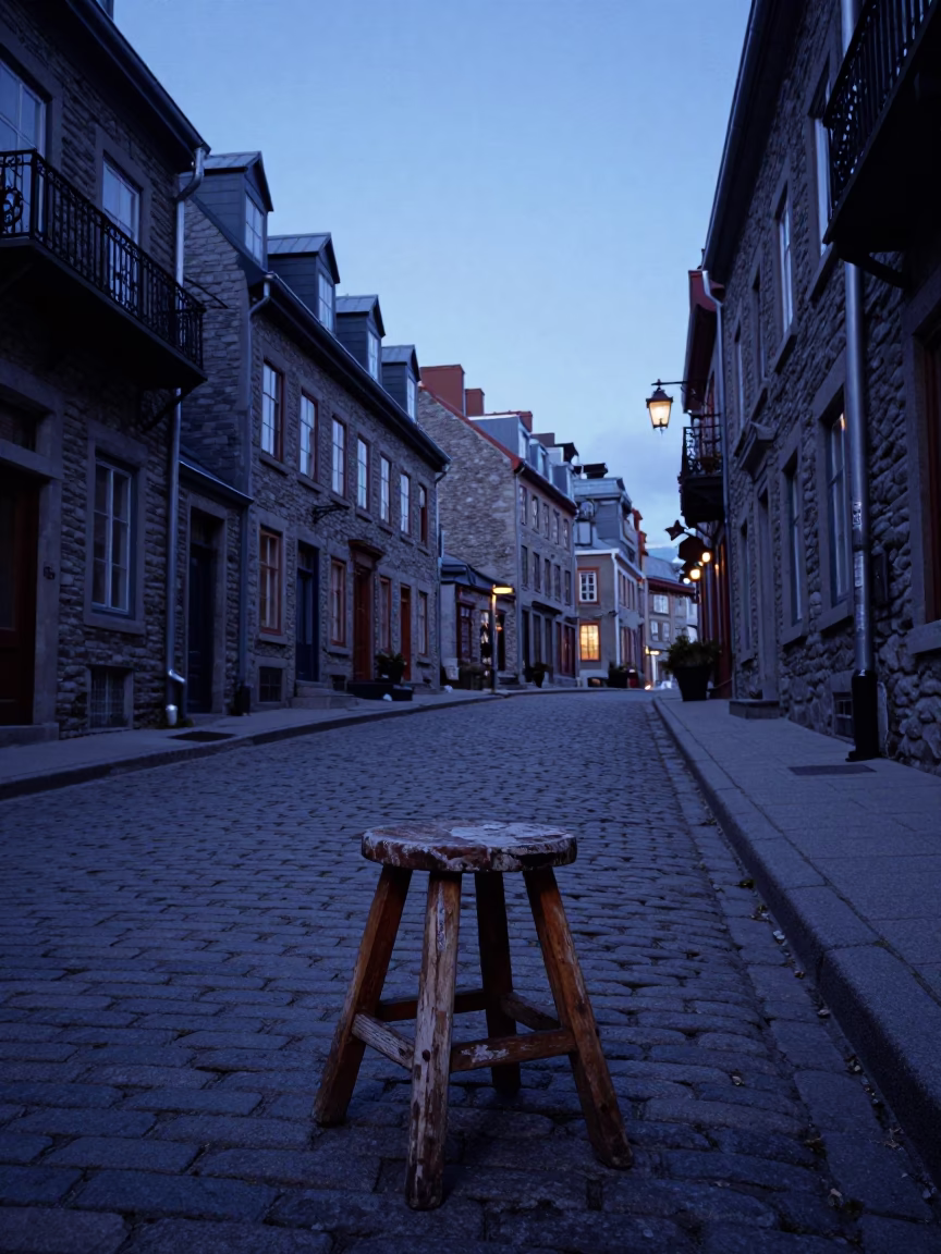 Abandoned Stool in Quebec City in in Quebec City, Quebec, Canada