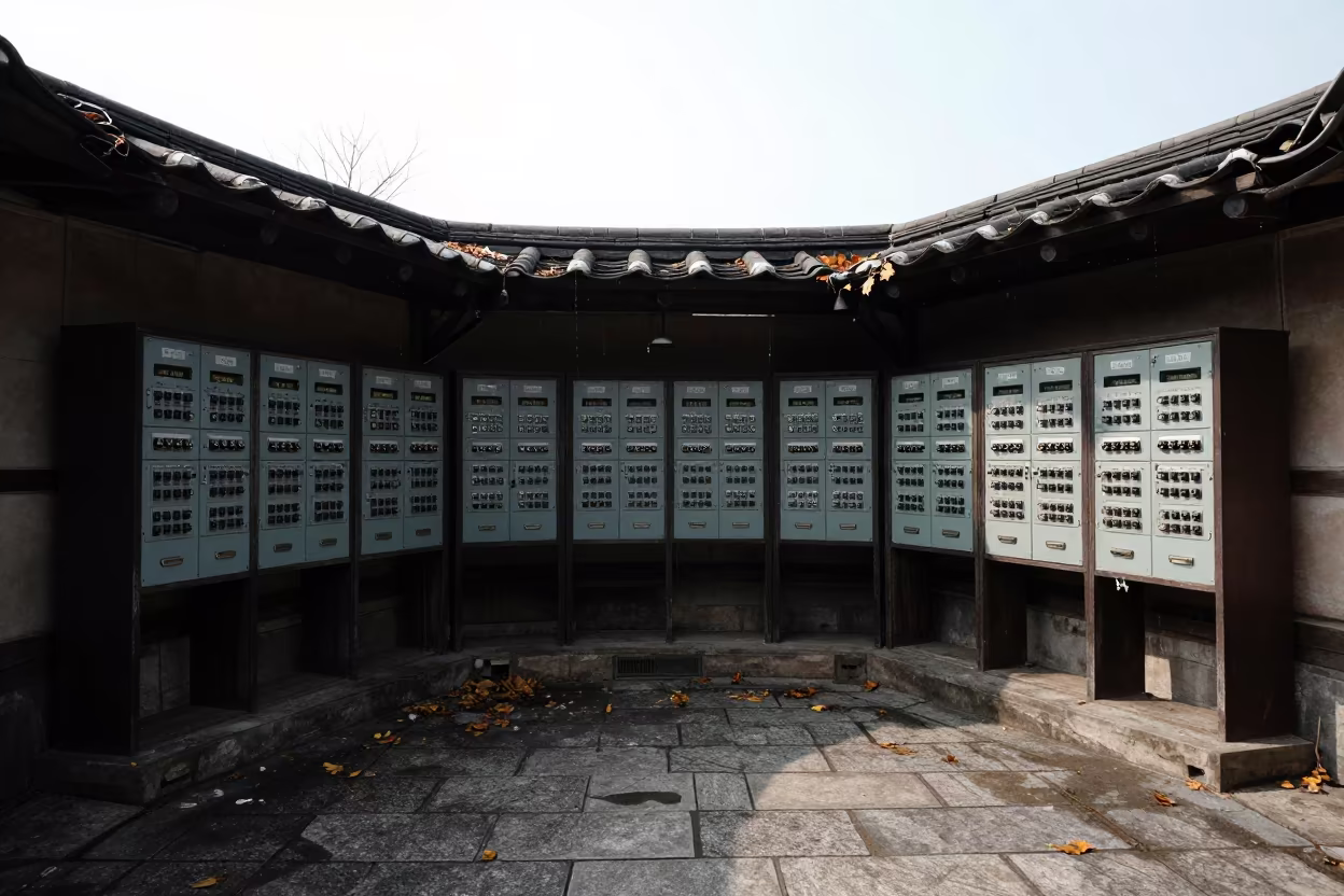 Abandoned Switchboards in Seoul Hammam Ruins in inside a roofless hammam near Itaewon, Seoul