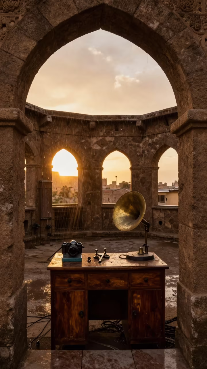 Abandoned Telegraph Office Inside Roofless Hammam in inside a roofless hammam near Asmara