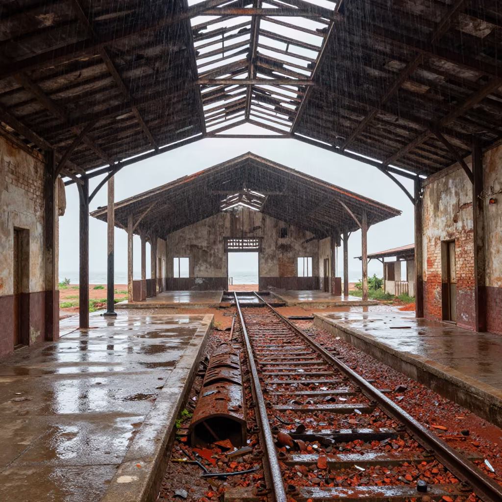 Abandoned Train Station Roofless Nave Zinder Rainy Season in inside a roofless nave near Zinder