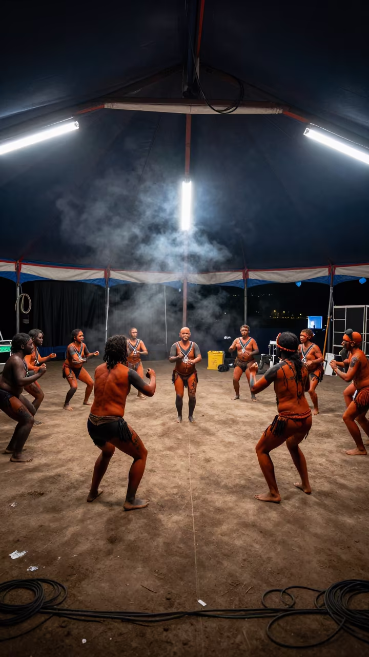 Aboriginal Dance Under Circus Tent Sydney in under a circus tent in Surry Hills, Sydney