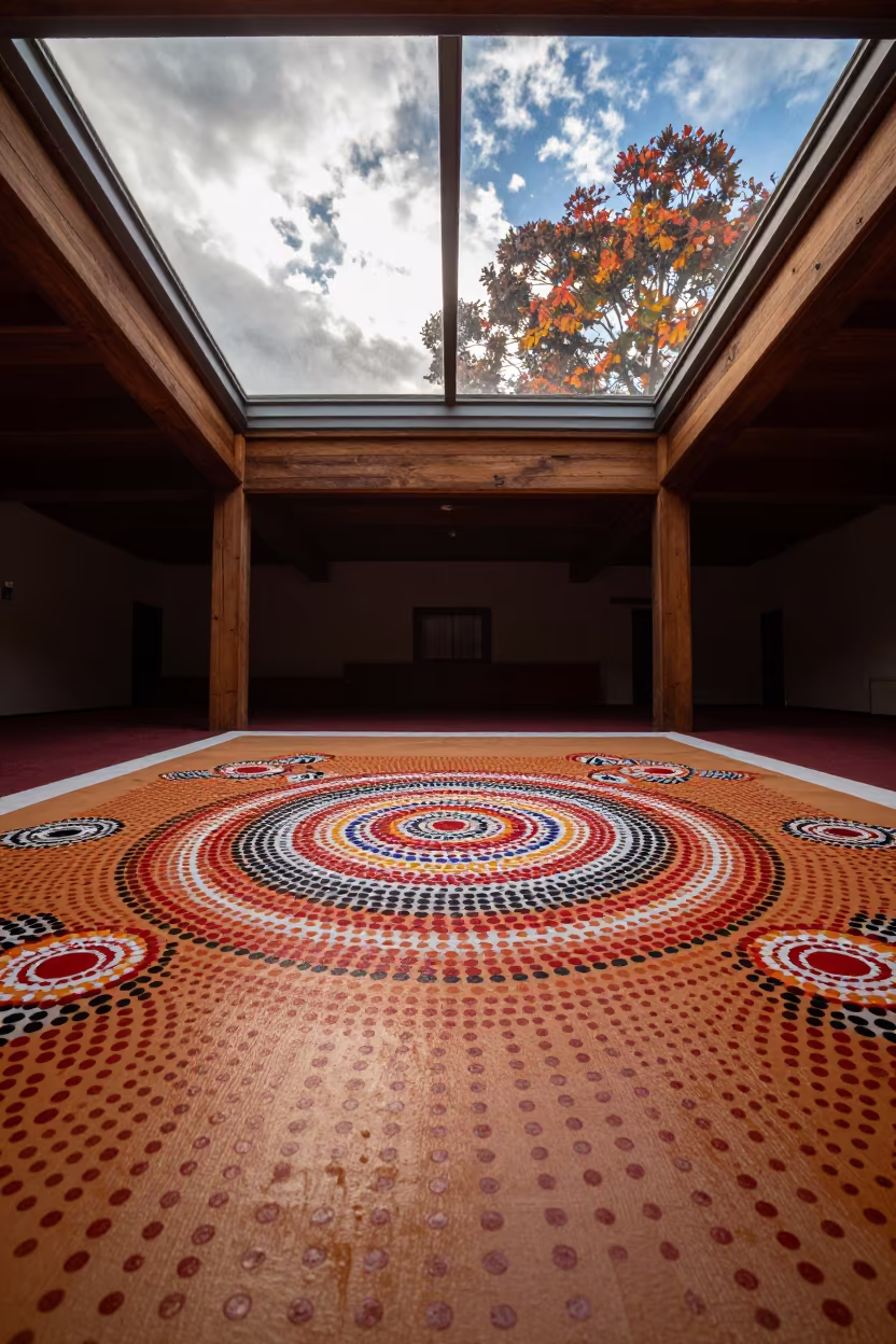 Aboriginal Dot Painting in Sydney Prayer Hall in in a prayer hall near Paddington, Sydney