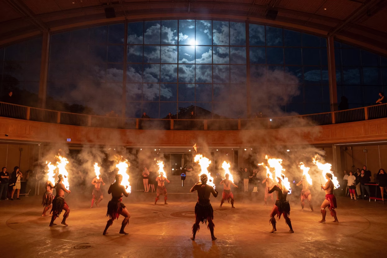 Aboriginal Fire Dance Ceremony Night Sydney Hall in in a concert hall in Sydney
