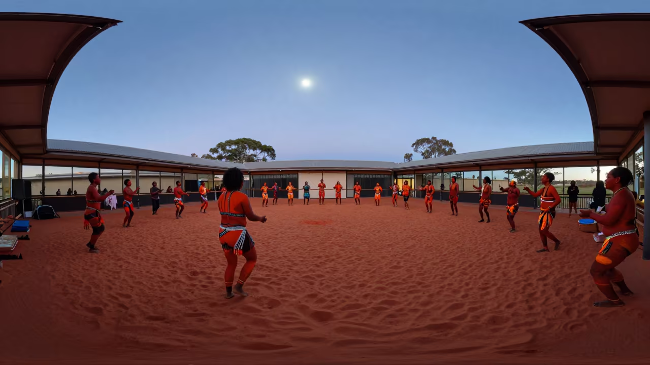 Aboriginal Songline Ceremony Before Dawn in Sydney Hall in in a ceremonial hall in Sydney