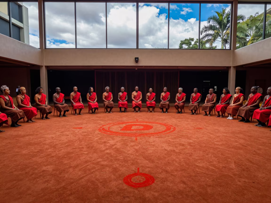 Aboriginal Songline Ceremony in Surry Hills Hall in in a ceremonial hall in Surry Hills, Sydney