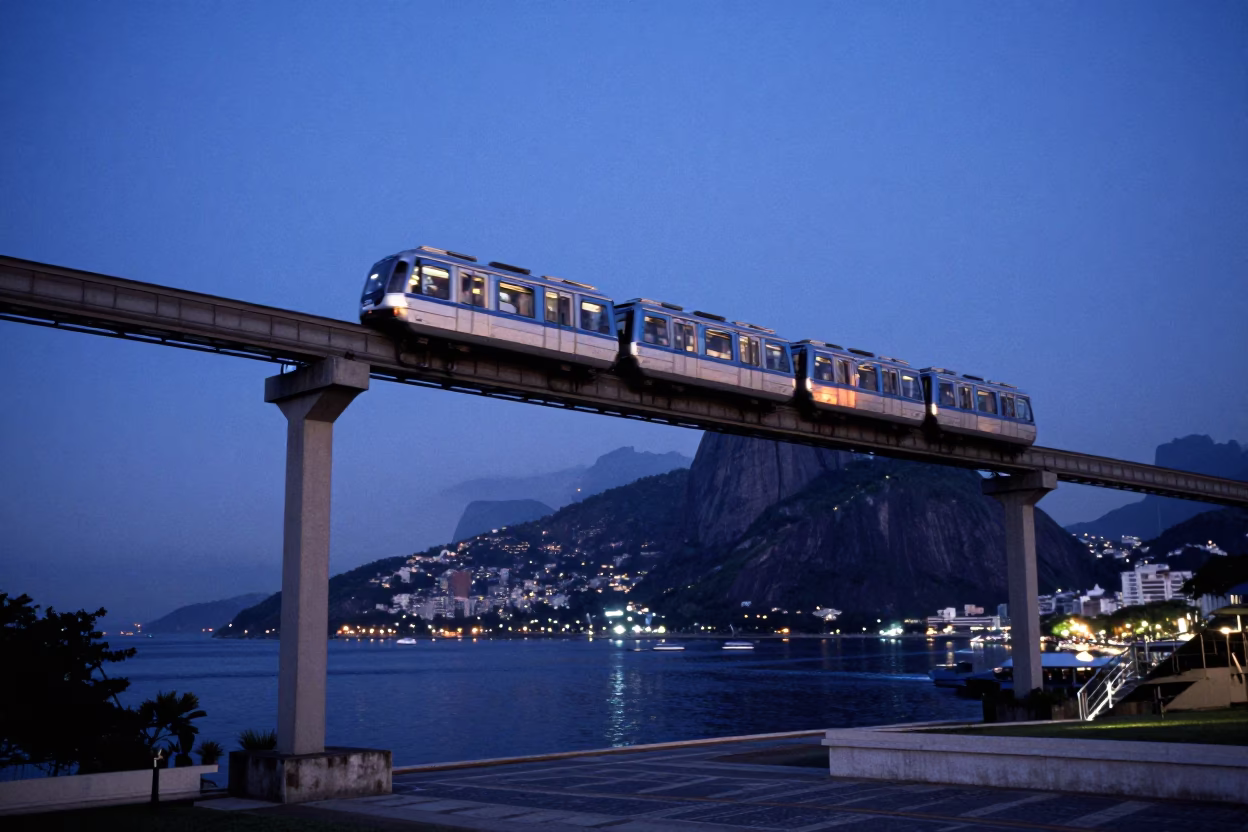 Above River at Nautical Dawn Light in Rio De Janeiro in in Rio de Janeiro, Brazil