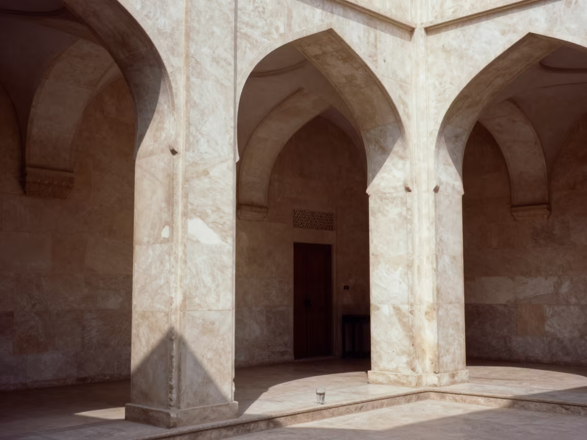Abstract Caustics Dancing on Vaulted Wall in inside a vaulted atrium in Sheikhupura