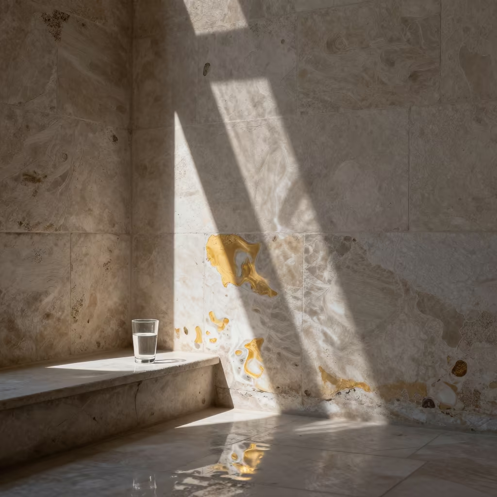 Abstract Caustics Dancing on Wall in inside a skylit passageway near Diyarbakır