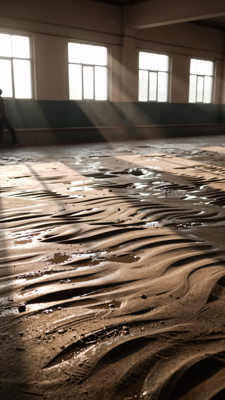 Abstract Tide Patterns in Sand Train Terminal Ajmer in inside a restored train terminal near Ajmer