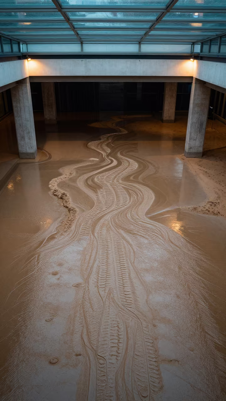 Abstract Tide Patterns in Wet Sand Arcade Ndola in inside a glass-roofed arcade in Ndola