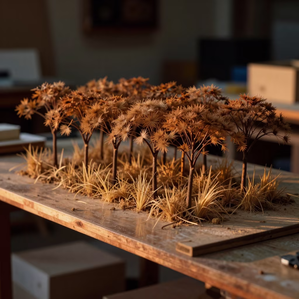 Acacia Forest Model on Nanjing Workshop Shelf in on a workshop shelf in Nanjing