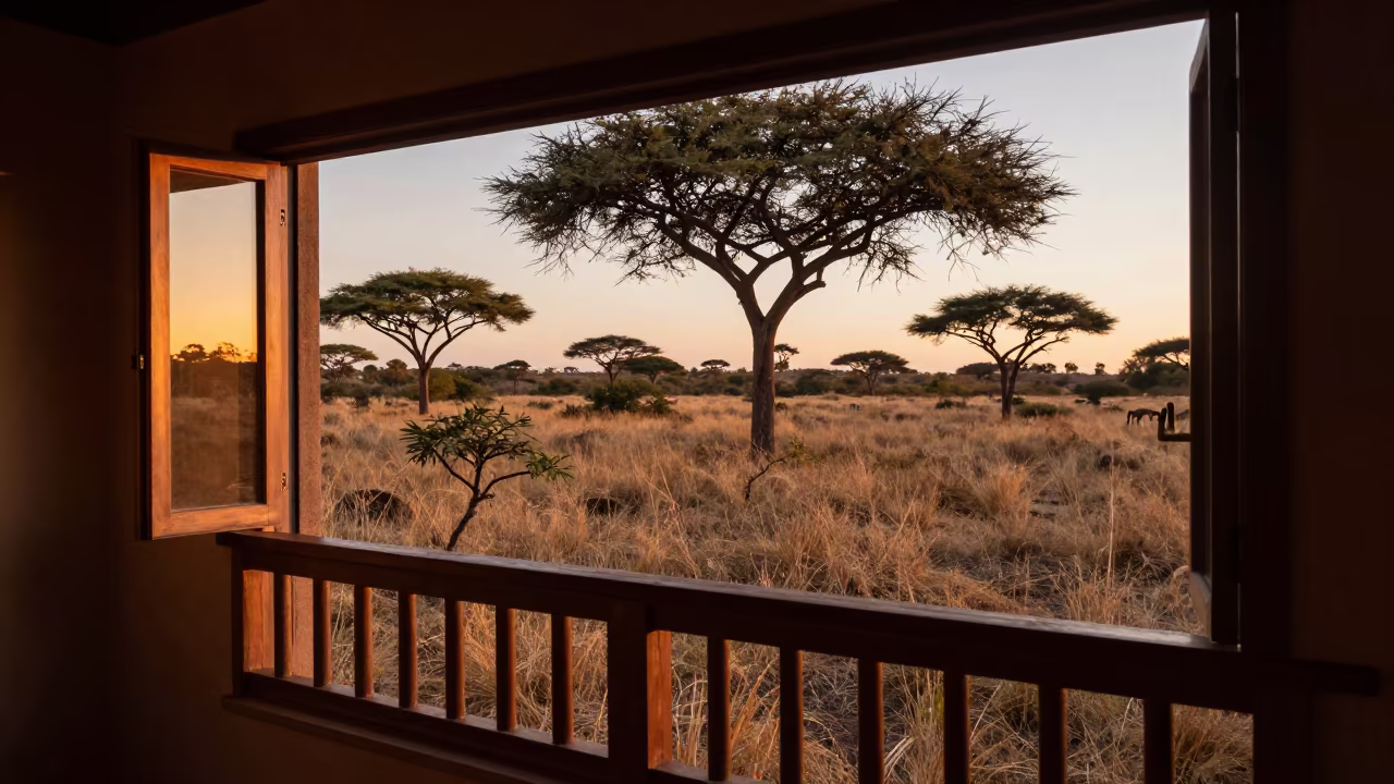 Acacia Forest Sunset View from Puebla Pier Railing in on a pier railing near Puebla