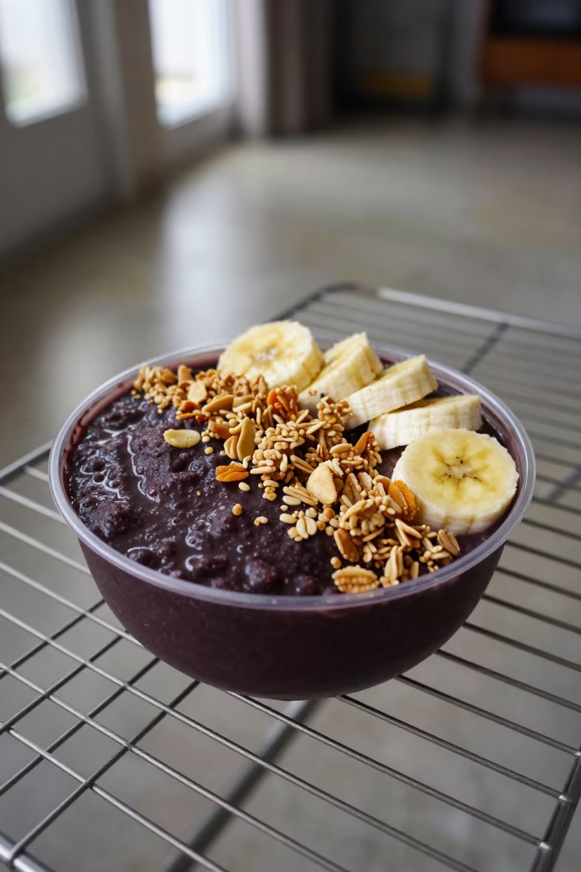 Acai Bowl Granola Banana Bakery Cooling Rack in on a bakery cooling rack in Bradford
