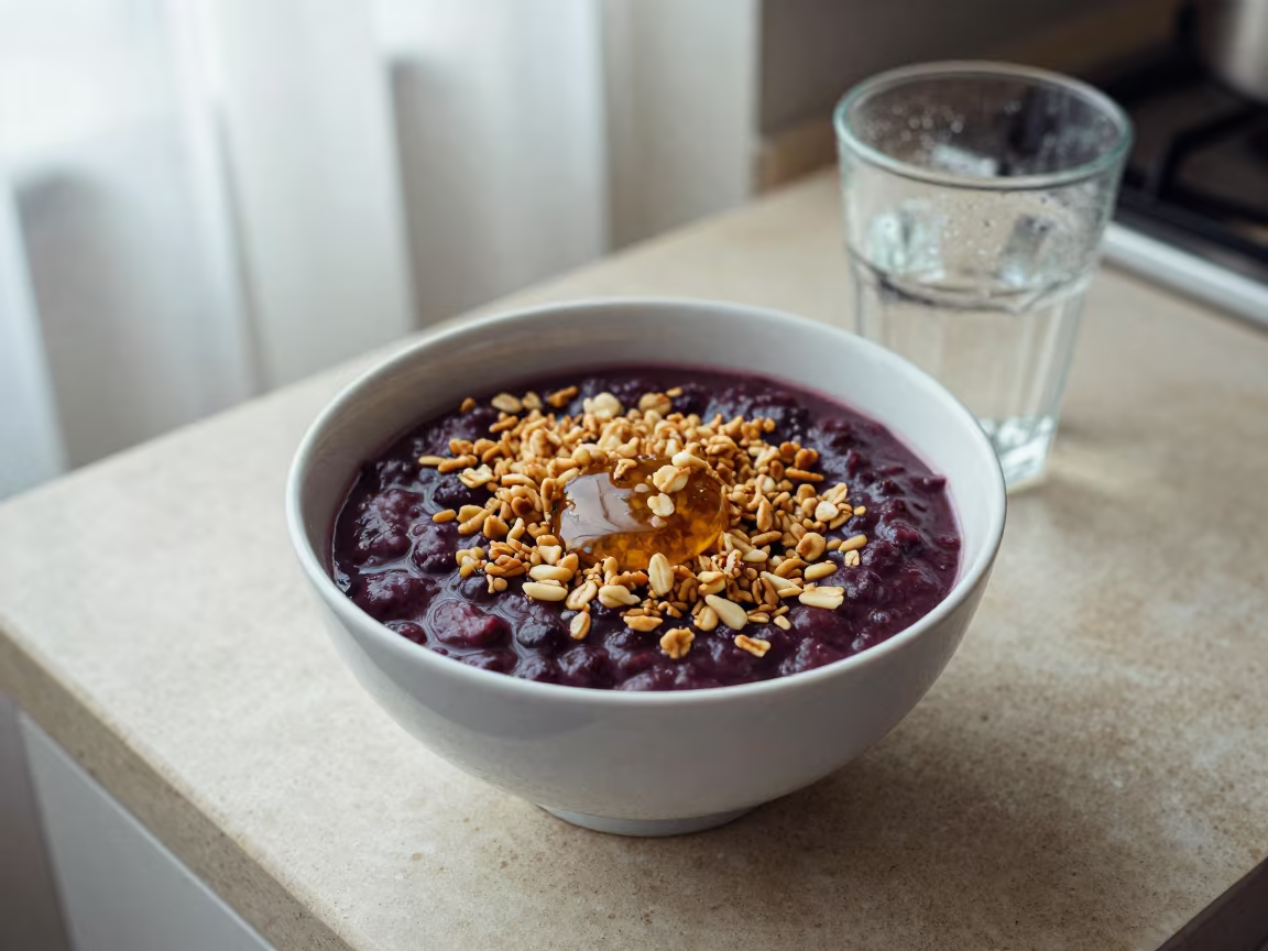 Acai Bowl Granola Honey Istanbul Kitchen in on a kitchen worktop in Cihangir, Istanbul
