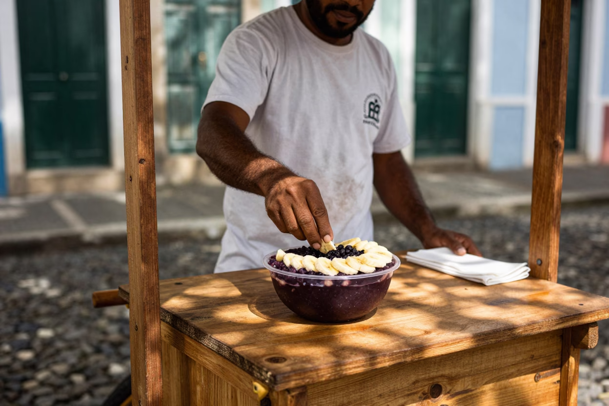 Acai Bowl in Salvador at As First Light Reaches The Scene in in Salvador, Brazil