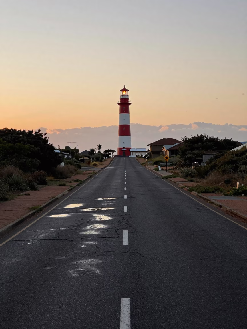 Access Road in Durban at Nautical Dawn Light in in Durban, South Africa