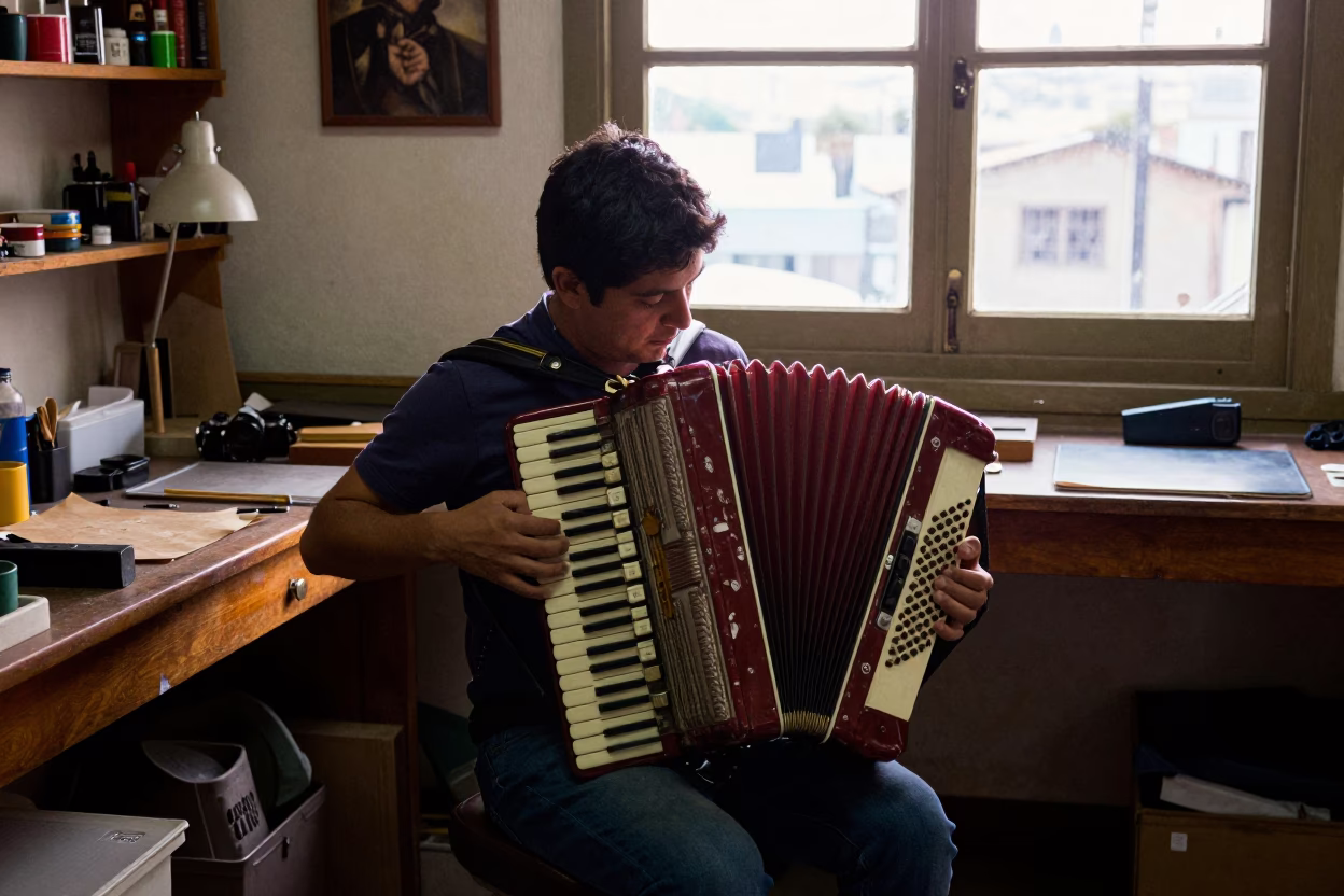 Accordion Workshop in Valparaiso at Nautical Dawn Light in in Valparaiso, Chile